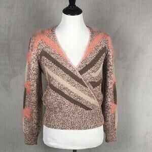 VTG ANTONELLA PREVE NY Abstract 80s Sweater Sz S 36" Crossover Knit Fuzzy Retro‎
